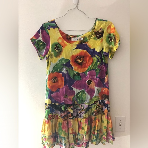 Vintage Jams World Hattie Tiered Mini Dress in Mixed Poppy Print Size Small - Picture 16 of 16